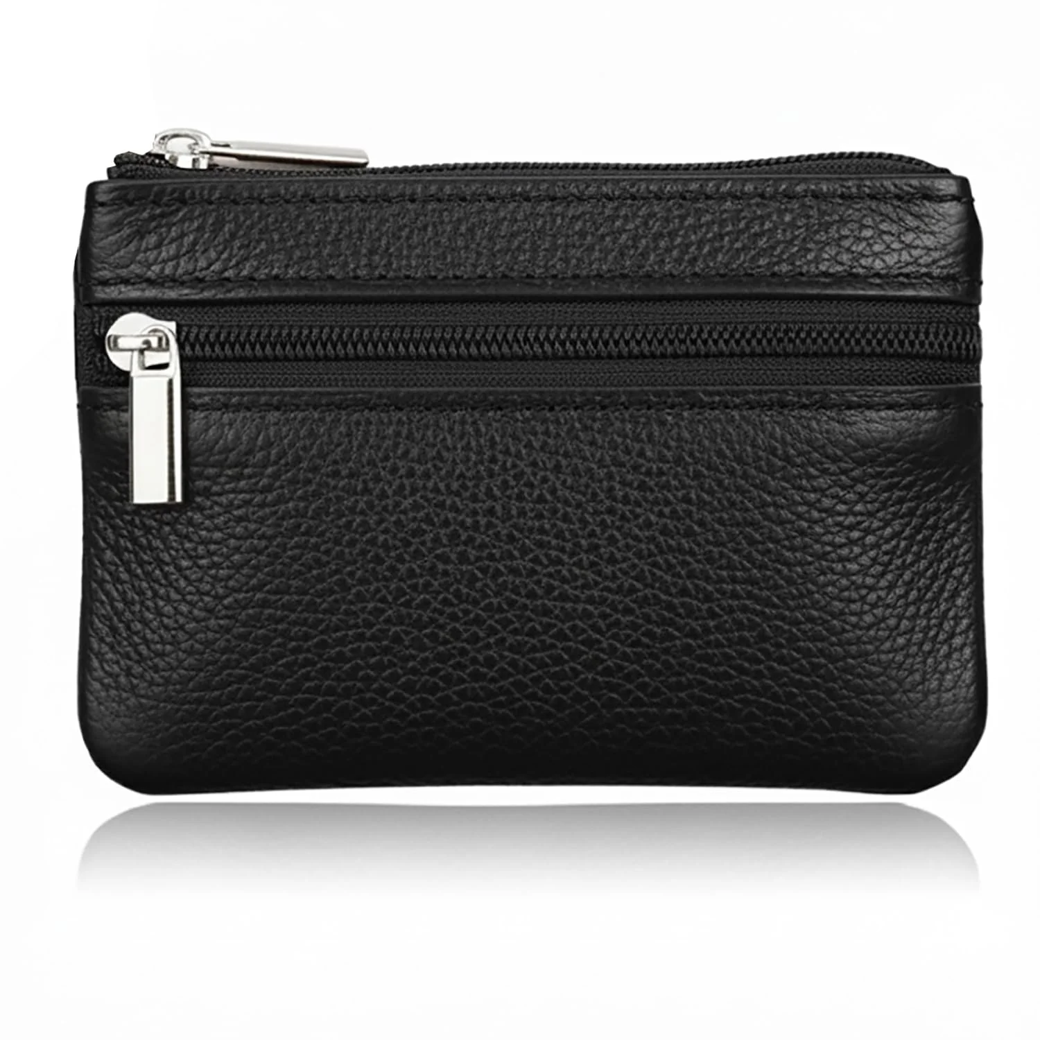 Hibate Super Mini Schwarz Leder Schlüsseletui Schlüsseltasche Klein für Herren Damen