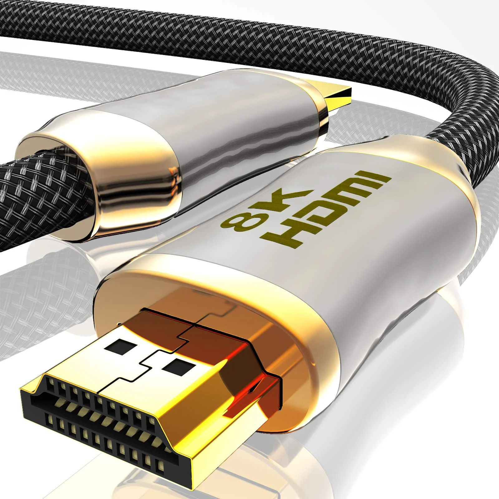 BHW 8K HDMI 2.1 Kabel, 10K, 8K 60Hz 4K 120Hz Ultra High Speed Kabel, HDCP Dolby Vision VRR eARC HDR10 kompatibel mit Blu Ray PS4/PS5/ Xbox-Serie Switch X/Laptop (schwarz, 1M)