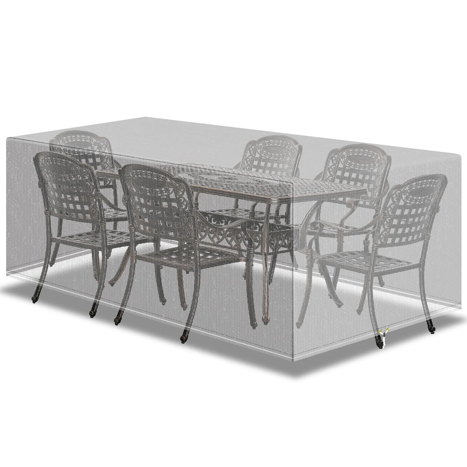 PATIO PLUS Outdoor-Möbel-Set Abdeckung, wasserdicht, winddicht, Anti-UV, rechteckig, Gartentisch Abdeckungen für Patio Tisch und Stühle Set - Extra groß 193x136x88cm Transparent