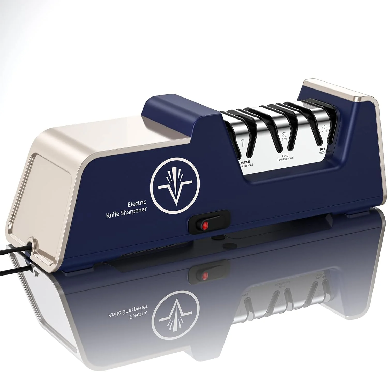 Xzayy Professioneller Elektrischer Messerschärfer mit 100% Diamant-Schleifmitteln und Präzisionswinkelführungen für Gerade Kanten und Keramikmesser in der Küche, Blau (1)