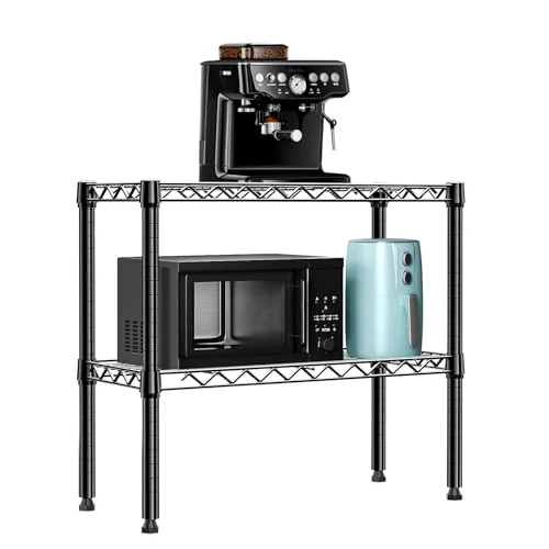 M MZG 3-stöckiges AufbewAhrungsregal aus Metalldraht Aufbewahrungsregal Organizer für Waschküche Badezimmer Küche Speisekammer Schrank Garage 340,5 Kg Maximale Tragkraft Schwarz, 35x75x90,2 cm