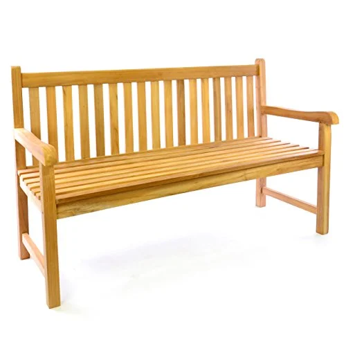 Divero 3-Sitzer Gartenbank 150 cm aus hochwertigem massivem Teak-Holz Reine Handarbeit Sitzbank für 3-Personen