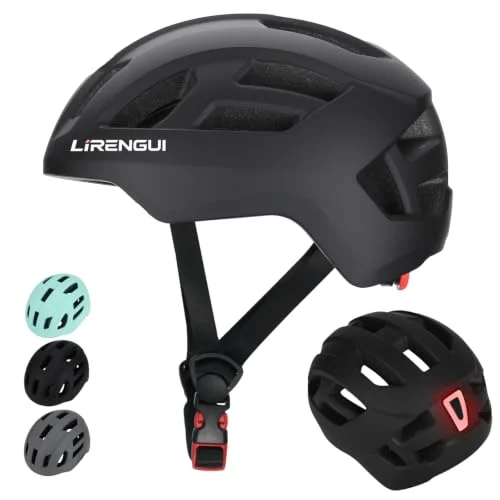 LIRENGUI Kinderfahrradhelm mit licht für Jungen Mädchen Jugendliche, Wiederaufladbares Sicherheits Rücklicht, Verstellbarer Leichtem Fahrradhelme für Multi-Sportarten