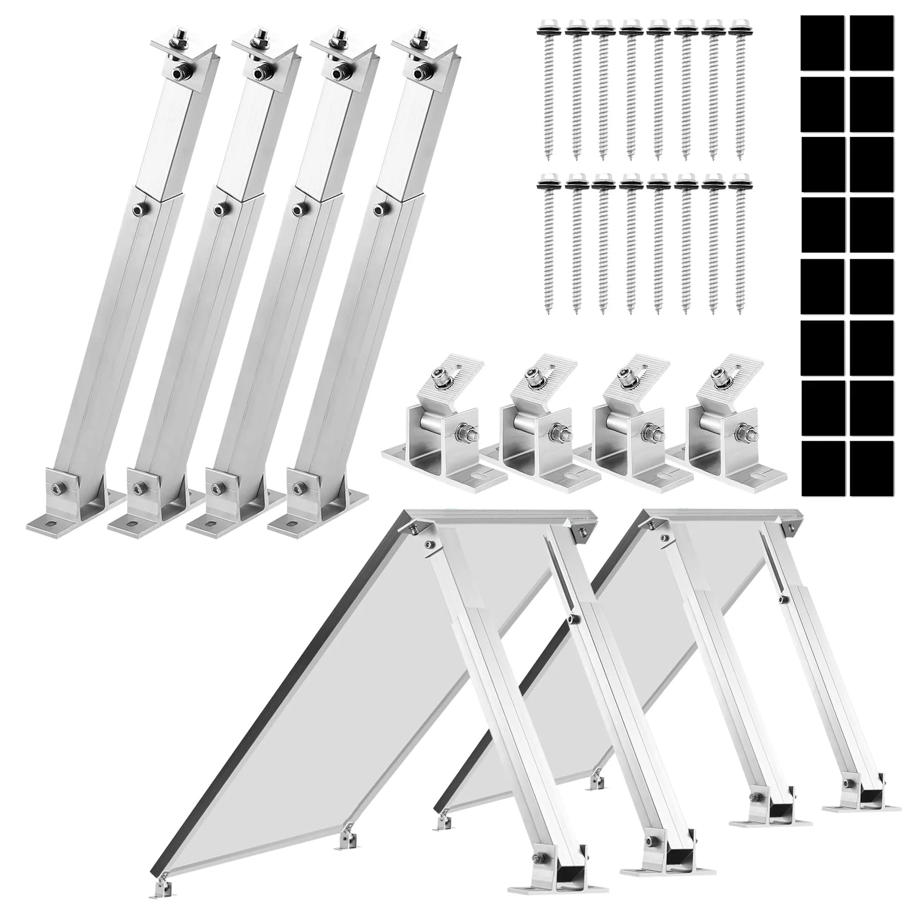 Aufständerung Solarmodul 2 Paneele SET 15°-30° Halterung Balkonkraftwerk Flachdach VERSTELBAR 15-30° 2 Solarpanels Photovoltaik Universal Wand Flachdachmontage, PV Module Einfache Befestigung