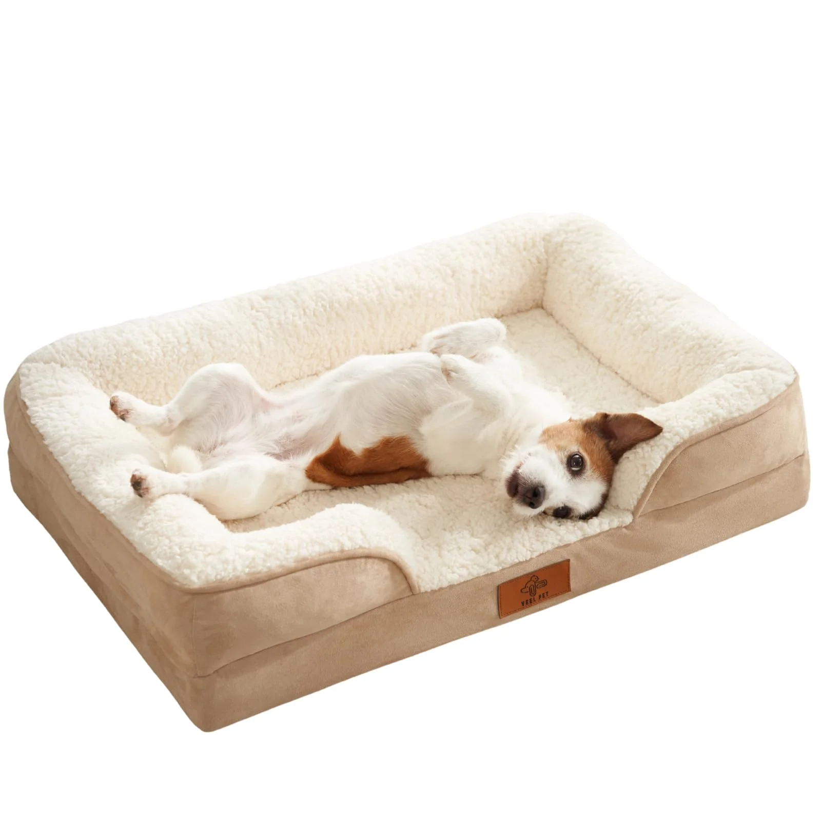 VEEL PET Hundebett groß mit hohen Rändern – Orthopädisches Hundesofa aus Plüsch, Waschbar, Mit Abnehmbarer & wasserdichter Hülle, rutschfest, Anti-Stress Hundekissen für große Hunde und XXL