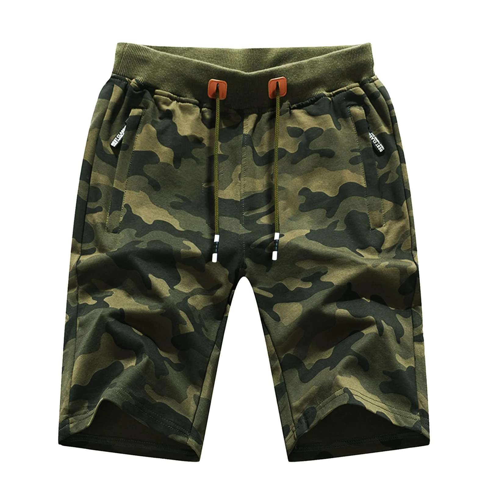 LY4U Herren Sommer Casual Shorts, Gym Sport Shorts, Elastische Taille Camo Shorts mit Tunnelzug und Reißverschlusstaschen