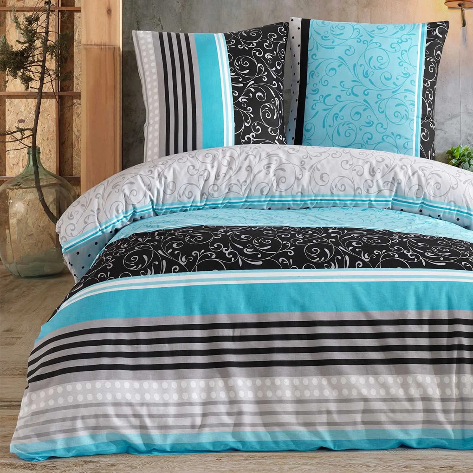 Buymax Bettwäsche 135x200 cm 4-teilig – Bettwäsche Set Renforcé 100% Baumwolle, 2 x Bettbezug 135x200 cm und 2 x Kissenbezüge 80x80 cm, Oeko-TEX, Reißverschluss, weich und atmungsaktiv
