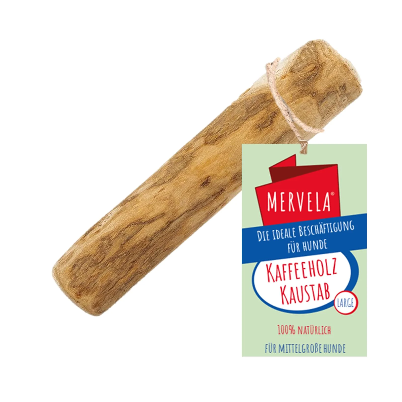 MERVELA® Kaffeeholz für Hunde – Natürliches Kauspielzeug aus nachhaltigem Holz – Langlebiges Hundespielzeug für Zahnpflege und Kauspaß – Ideal für große Hunde (Large, 1 Stück)