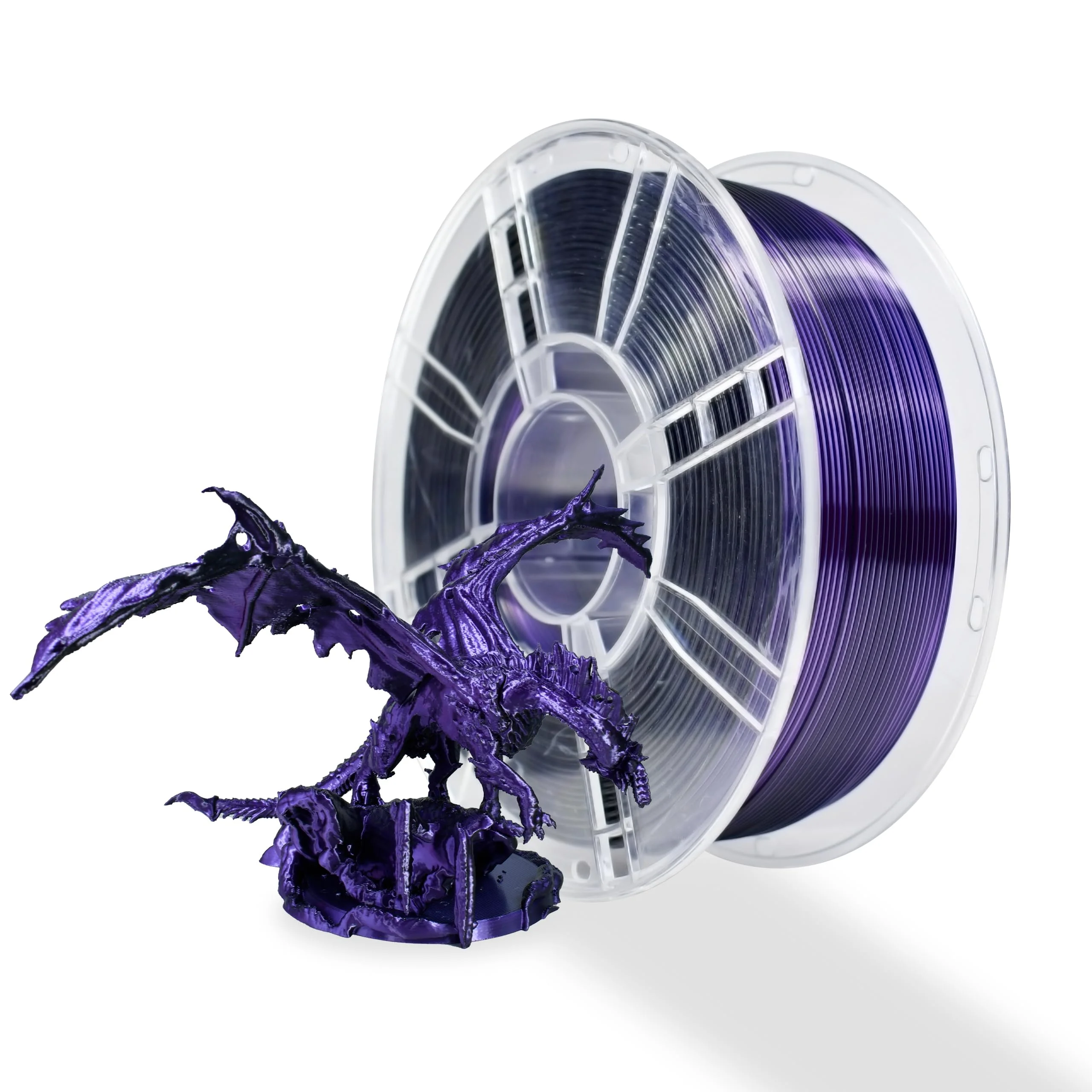 iBOSS Silk PLA Filament 1.75mm zweifarbig Violett-Schwarz 1kg,Hochglänzendes coextrudiertes 3D-Druckerfilament,+/- 0,02 mm,2,2 lbs,Silk Violet-Black