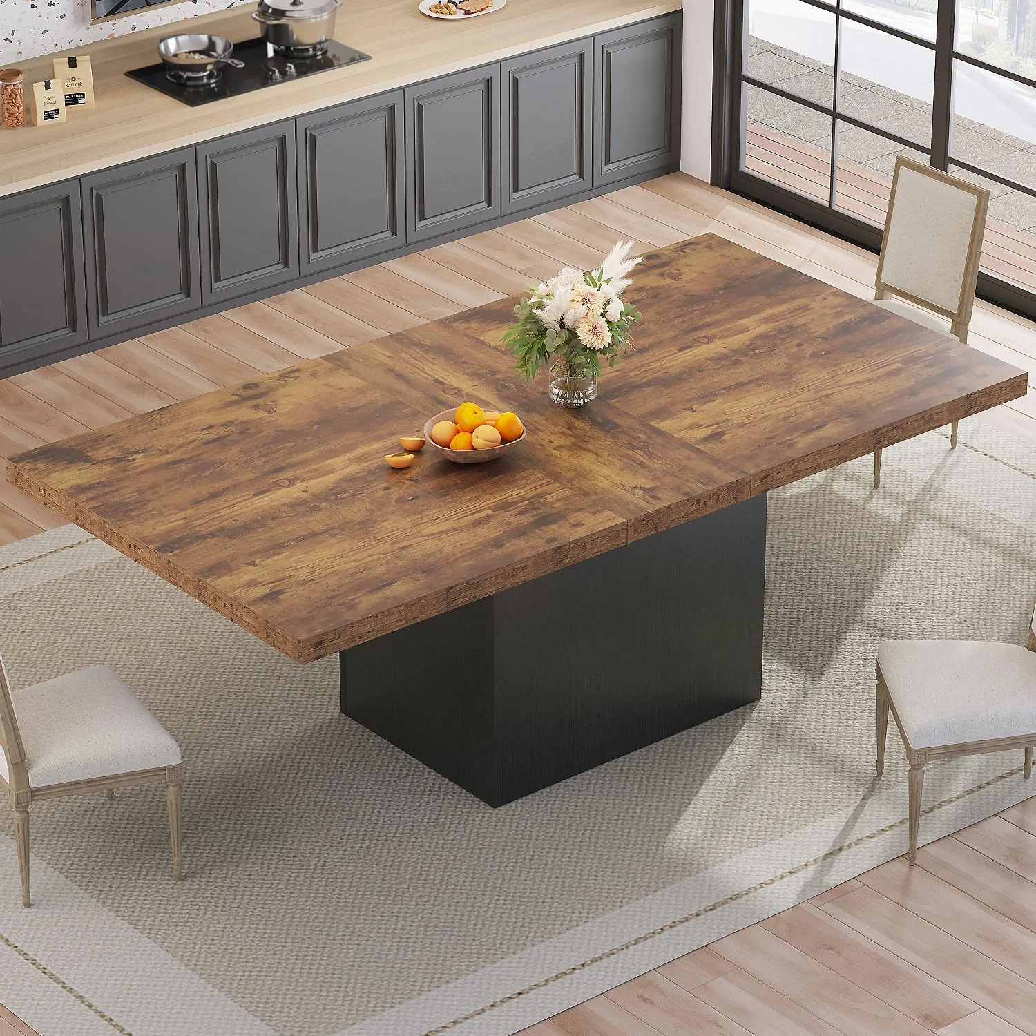 HSH 55 Zoll Modern Schwarz Faux Marmor Esstisch