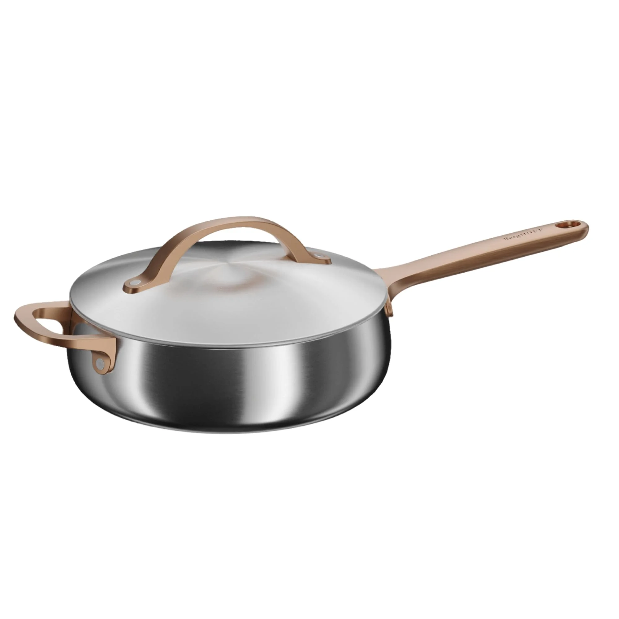 Berghoff Home Sautépfanne (24cm)– Schmorpfanne mit Deckel – Kochtopf für alle Herdarten inkl. Induktion – Kasserolle - spülmaschinengeeignet & Ofenfest - Rosegold