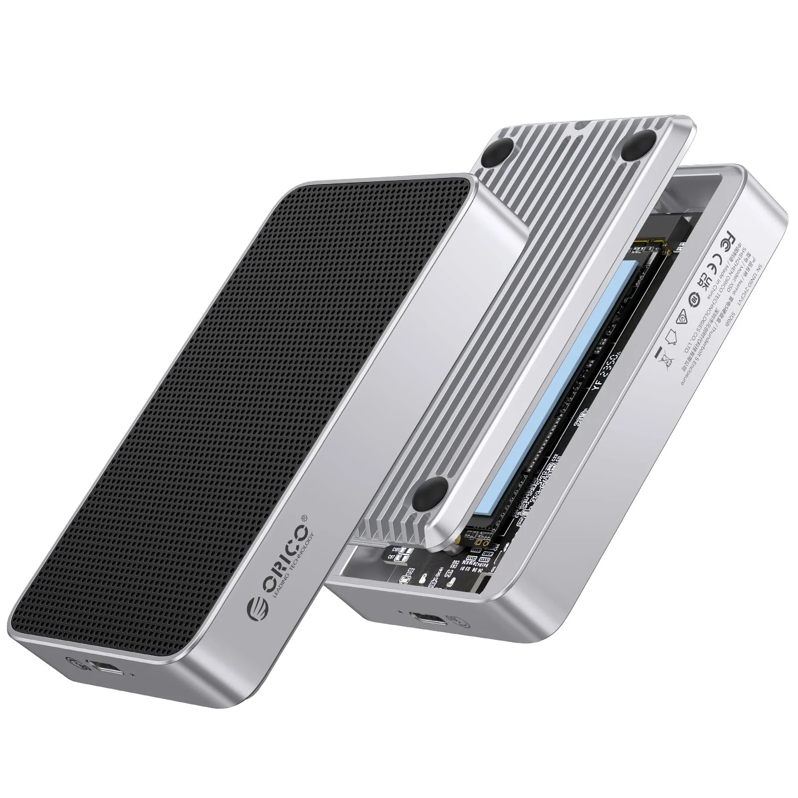 ORICO 80Gbps M.2 NVMe SSD-Gehäuse Dual-Chip Kompatibel fur PCIe Gen 5 Gen 4 SSDs mit Thunderbolt 5/4/3 & USB4/3.2 bis 8TB MacBook Pro M4/M4 Pro and M4 Max, Mac mini M4 (X50PRO)