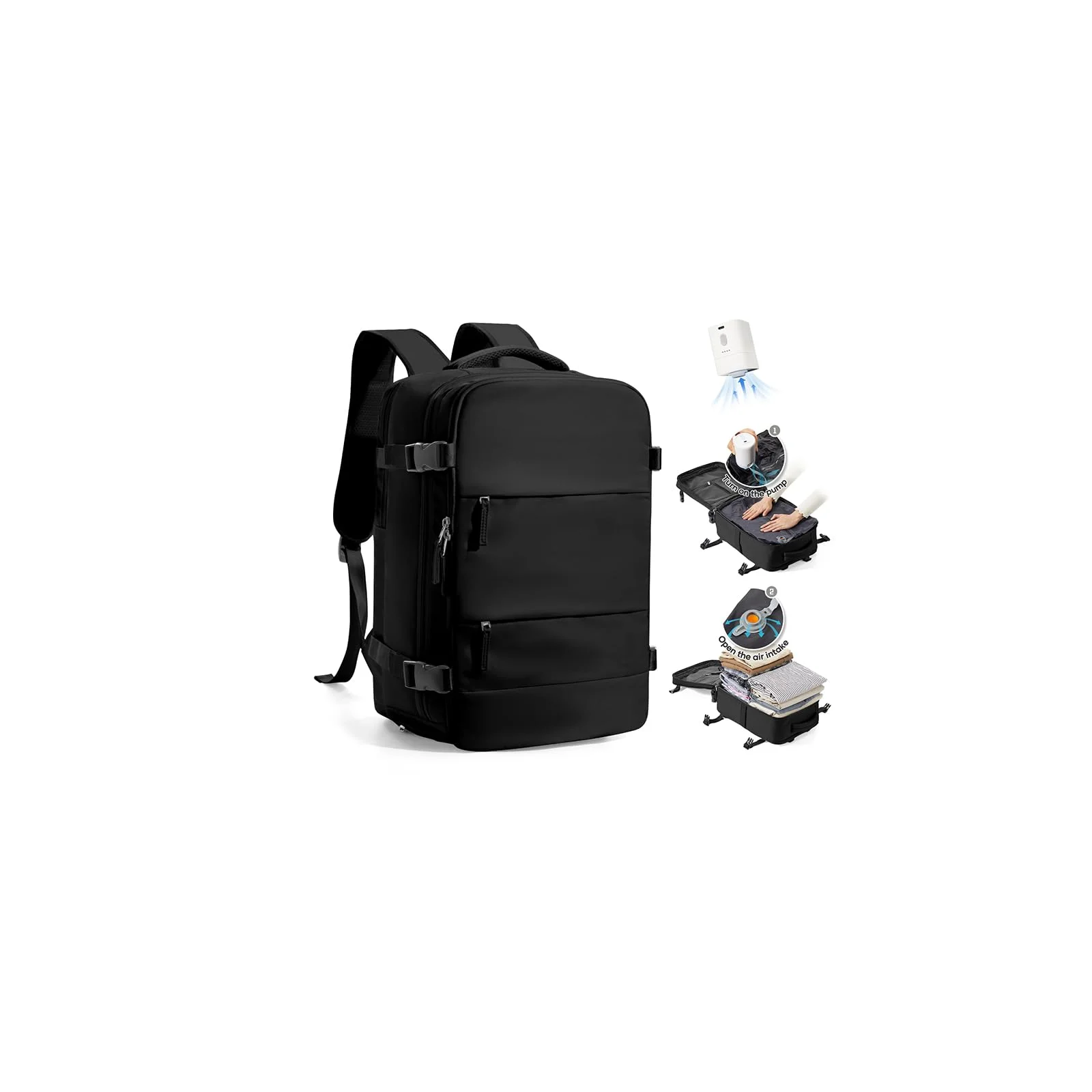 SZLX Vakuum Rucksack mit pumpe Ryanair Handgepäck 40x30x20 Damen Wizzair Handgepäck 40x30x20 Vakuum Reiserucksack mit pumpe Easyjet Wasserdicht Herren für 14-Zoll-Laptops mit Schuhfach