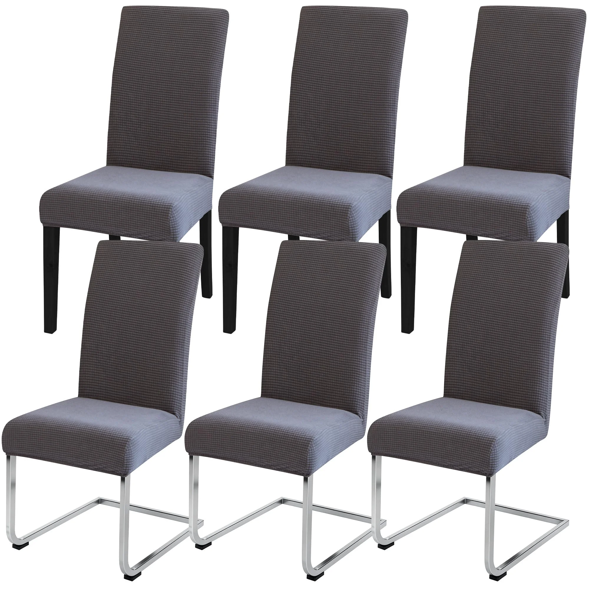 Stuhlhussen Stretch Stuhlbezug Set 6 Stück, elastische abnehmbare waschbare Stuhlhusse für Esszimmerstuhl, Schwingstuhl, Schaukelstuhl, Küche, Wohnzimmer, Büro, Hotel, Restaurant, Bankett