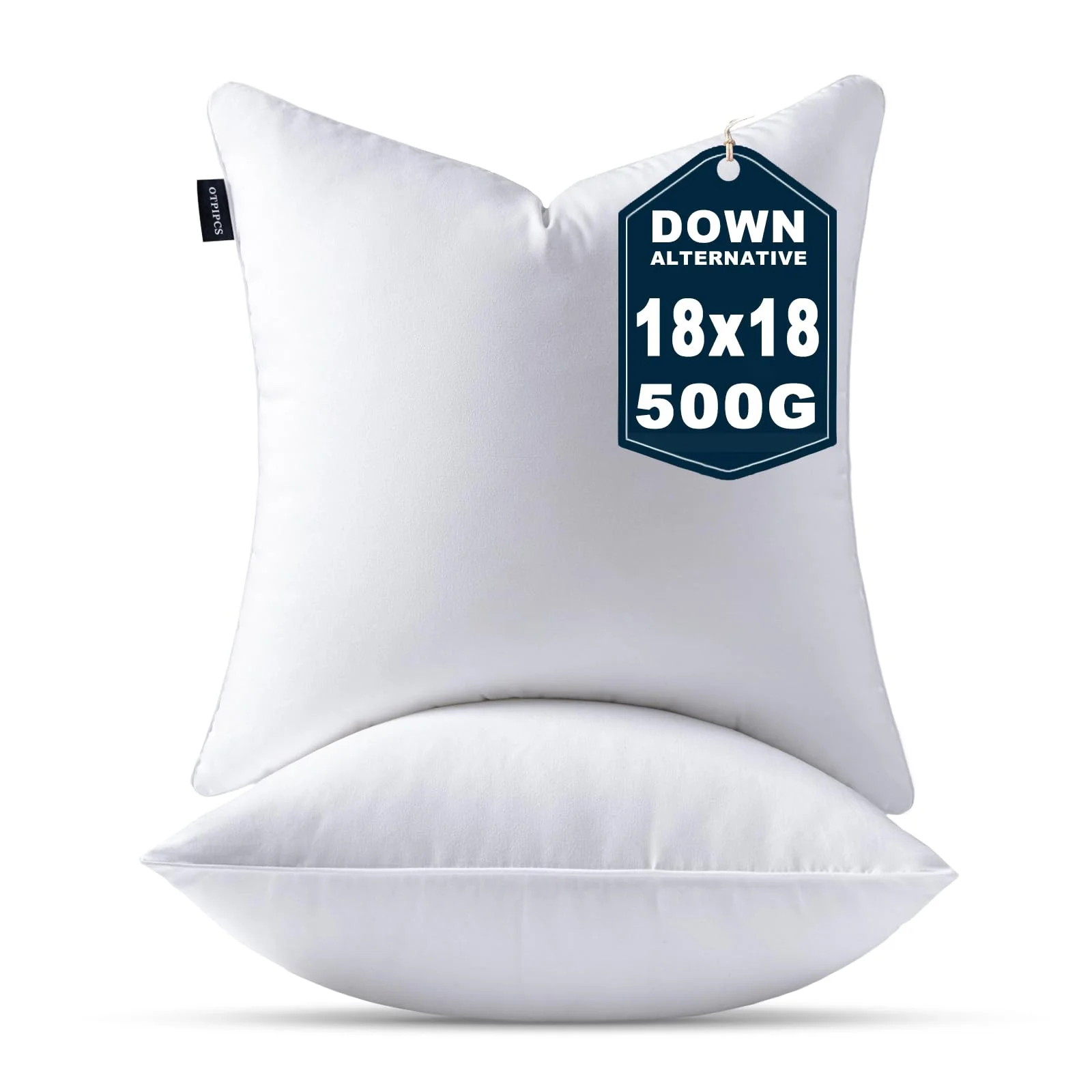 OTPIPCS 2er Set Kissenfüllung 45 x 45 cm Daune Alternative Weiß Quadratisch Kissen für Couch Mittel Innenkissen Sofakissen Dekokissen Kopfkissen Zierkissen Inlett Cushion Bett Zierpolster 18x18 Zoll