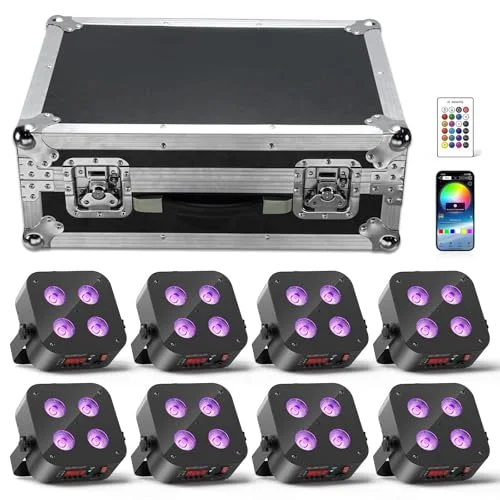 Oloaxolx Akku LED par licht 4x18 W RGBWA UV 6-in-1 Wiederaufladbarer Bühnenlicht disco Uplights mit APP/DMX/Fernbedienung Kontrollmethoden LED par Scheinwerfer für DJ party Hochzeits Geburtstags
