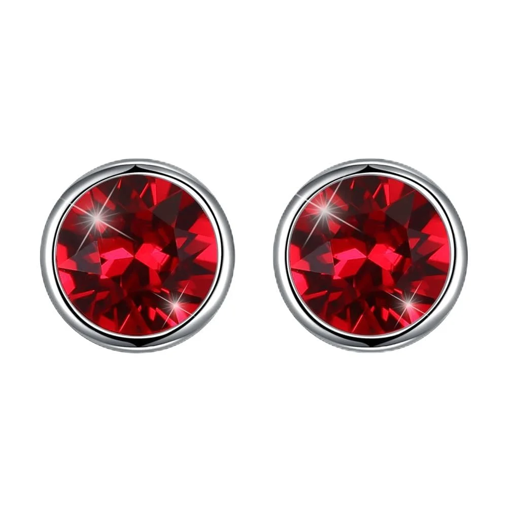 Hasnsofie Silber Ohrstecker 925 Ohrringe, 925 Sterling Silber 8mm Rund Klein Ohrstecker Ohrringe, Unisex Silber Ohrringe für Damen Herren Schwarz/Lila/Aurore Boreale/Blau/Rot/Weiß/Grün