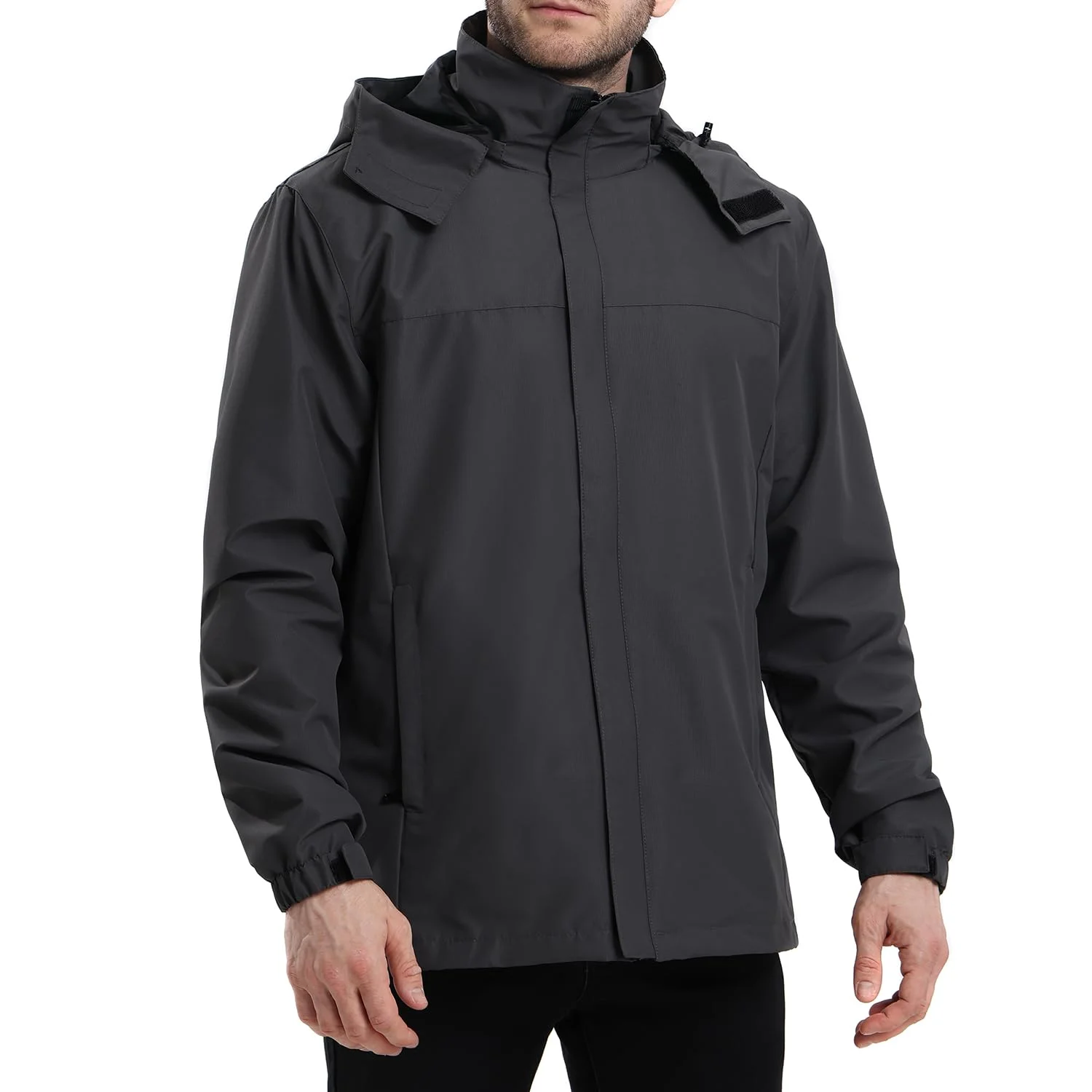PYALT Herren Regenjacke Wasserdicht Atmungsaktiv Outdoorjacke Windbreaker mit Kapuze Leichte Freizeitjacke Fahrrad Regenjacke für Wandern Reisen