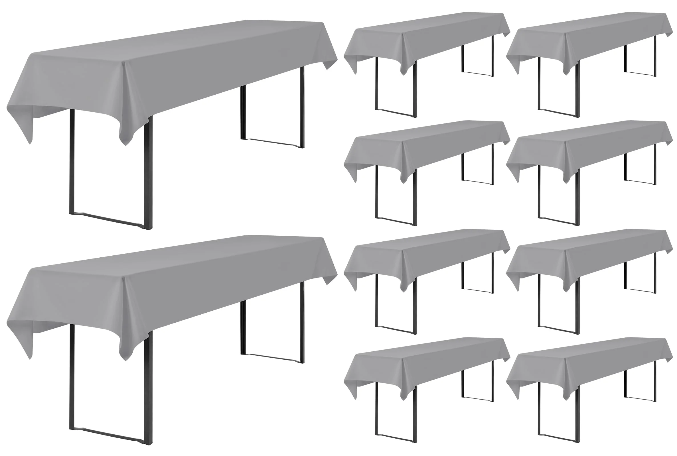 Showgeous 10 Stück Biertisch Tischdecke universal für 50cm u.70cm Biertische Hussen für Biertisch Biertischhussen Biertisch-Husse Bierzeltgarnitur Rechteckige Tischdecken Waschbar 100x250cm(Hellgrau)