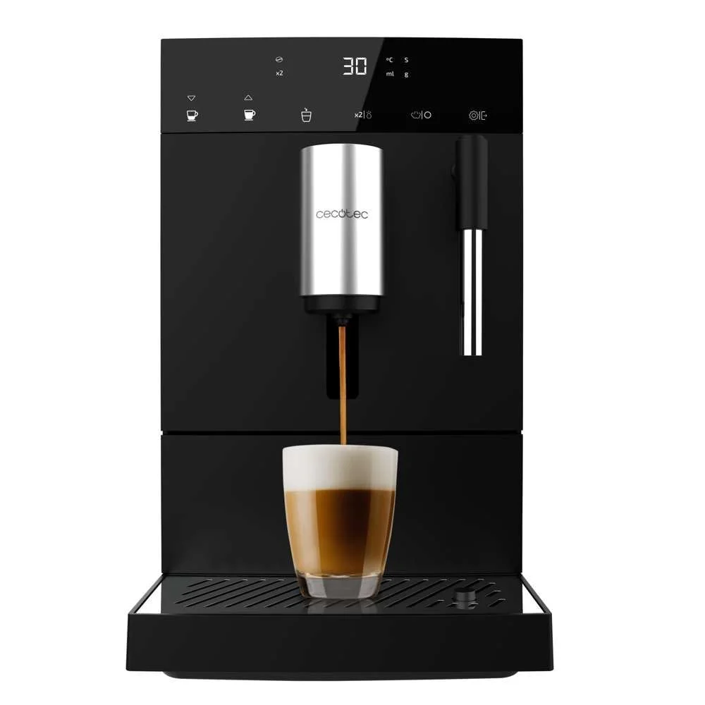 Cecotec Kaffeevollautomat Cremmaet Compact Steam, 1350 W, 19 Bar | Thermoblock - System, Superautomatische Kaffeemaschine mit Dampferzeuger, 150 g Bohnenbehälter mit Mahlwerk und Wassertank