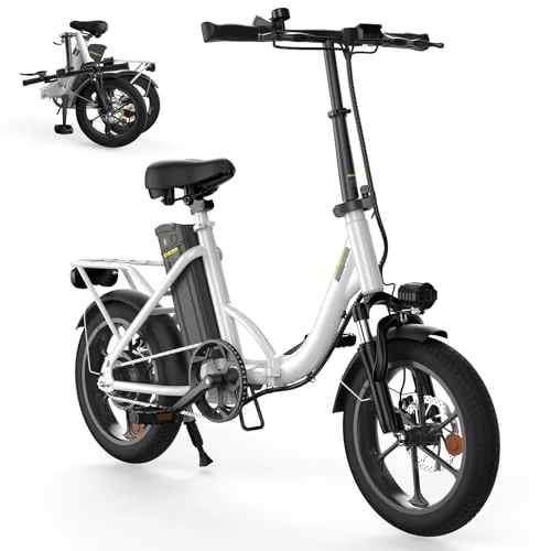 Finbike Klapprad E-Bike 16 * 2.15 Zoll Fat Tire,Tragbares Elektrofahrrad mit 10.4Ah Abnehmbarem Akku,4 Fahrmodi,PAS Reichweite MAX 88KM,Falt-Elektrofahrräder für Herren Damen Pendeln