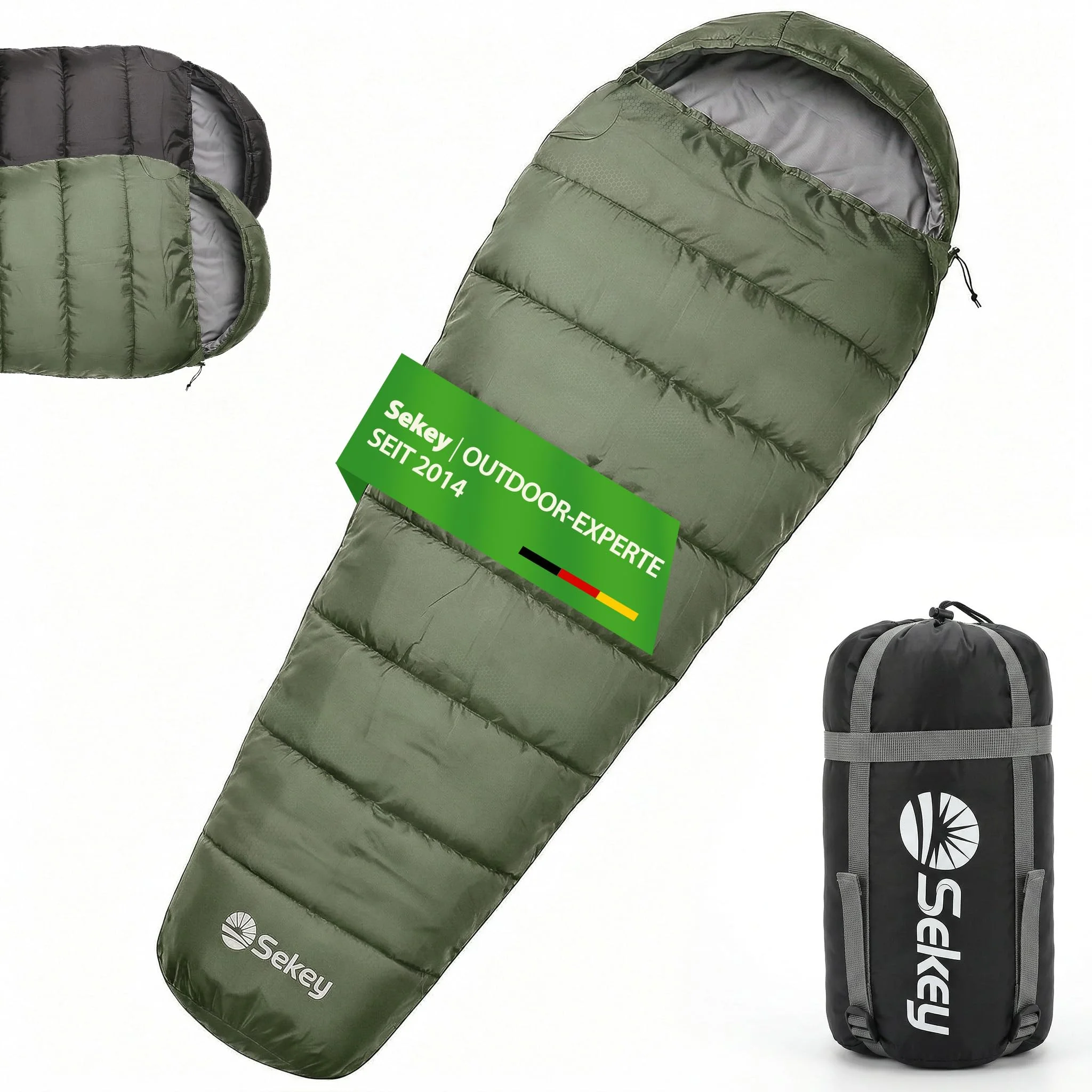 Sekey Schlafsack Erwachsene, 0,9 kg/ 1,6 kg Mumienschlafsack mit Anti-Klemm-Reißverschluss, Wasserabweisend & Reißfest, Atmungsaktiv Hautfreundlich, für Outdoor Camping & Reise, 220x80x50 cm