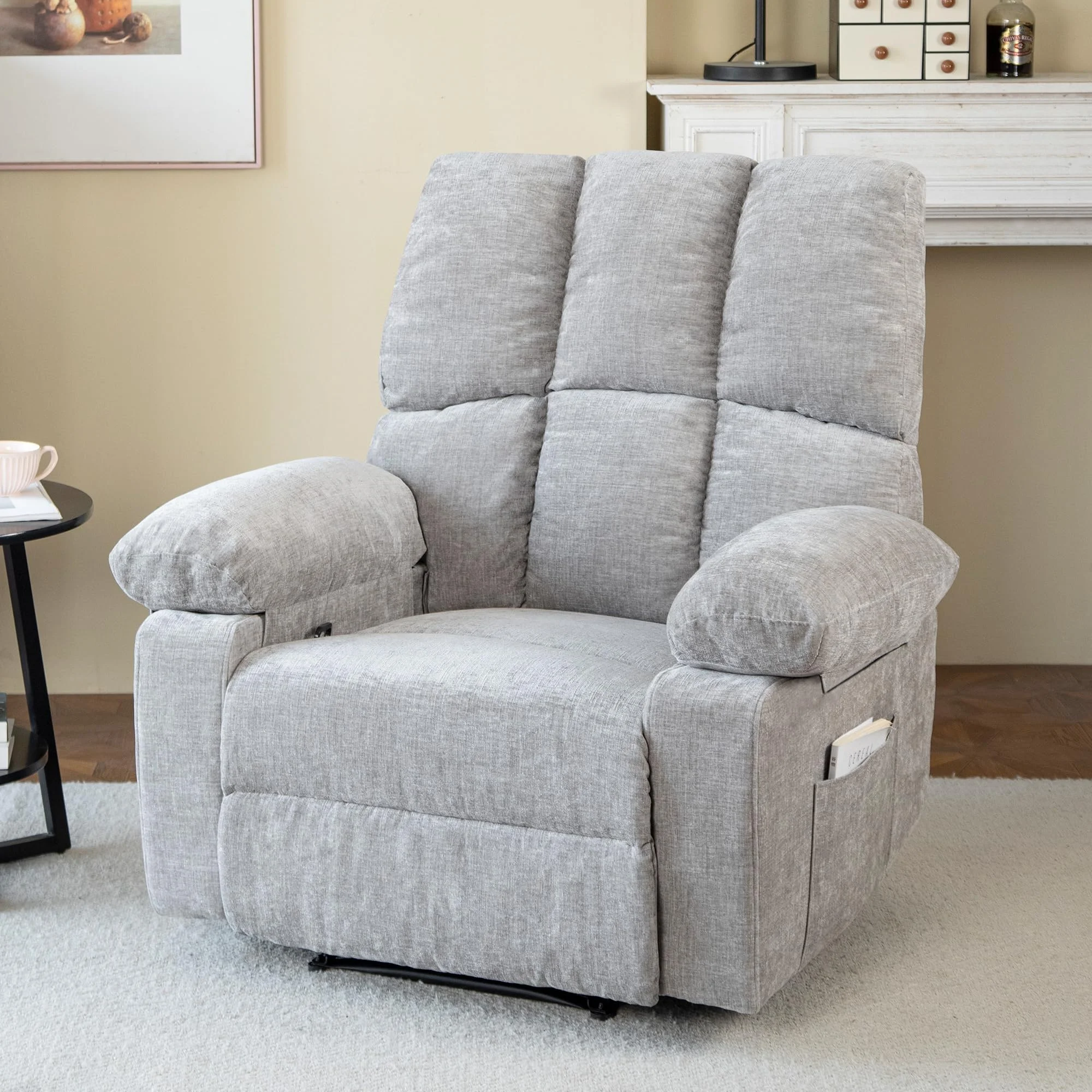 HOMYEDAMIC Fernsehsessel mit liegefunktion,Relaxsessel mit Leinenoptik,Sessel liegesessel bis 150 kg belastbar,für Wohnzimmer