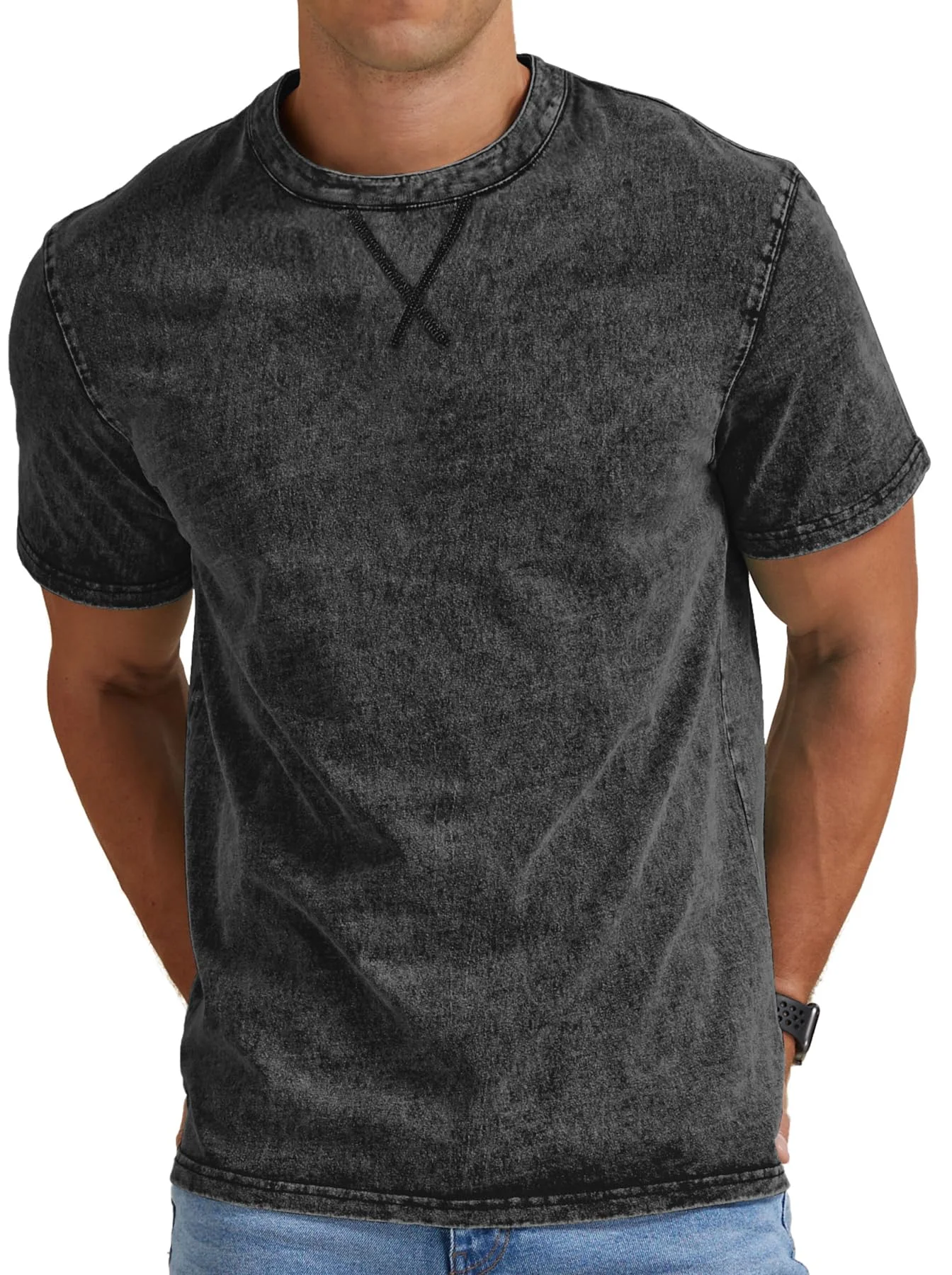 NITAGUT T-Shirts for Herren Baumwolle Rundhals Kurzarm Shirt Vintage Casual Slim Fit Sommer Tee Shirts