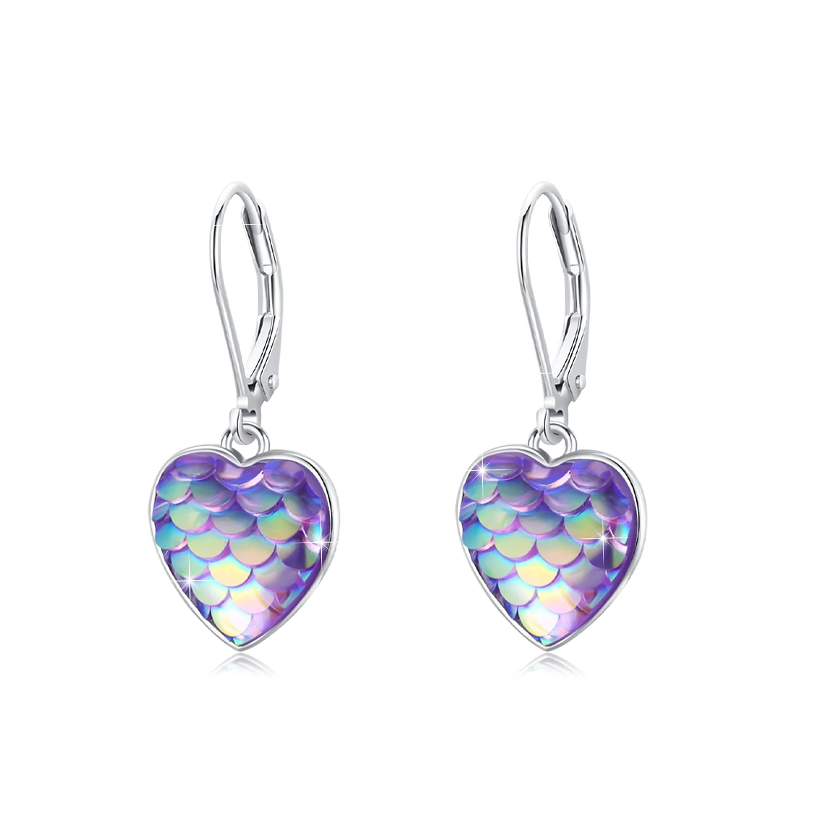 Herz Ohrringe Hängend 925 Sterling Silber Meerjungfrau Ohrstecker Ohrringe Herz Leverback Ohrringe Brisur Ohrringe für Mädchen Damen Kinder