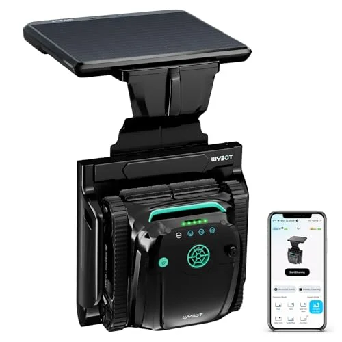 WYBOT S2 Solar Betriebener Poolsauger für Innenpools, 7 Modi und 7 Wege, automatische Rückgabe und Aufladung, 2,5 Stunden Laufzeit, Dual-Filtration, App-Steuerung, deckt 300 m² (Grau)