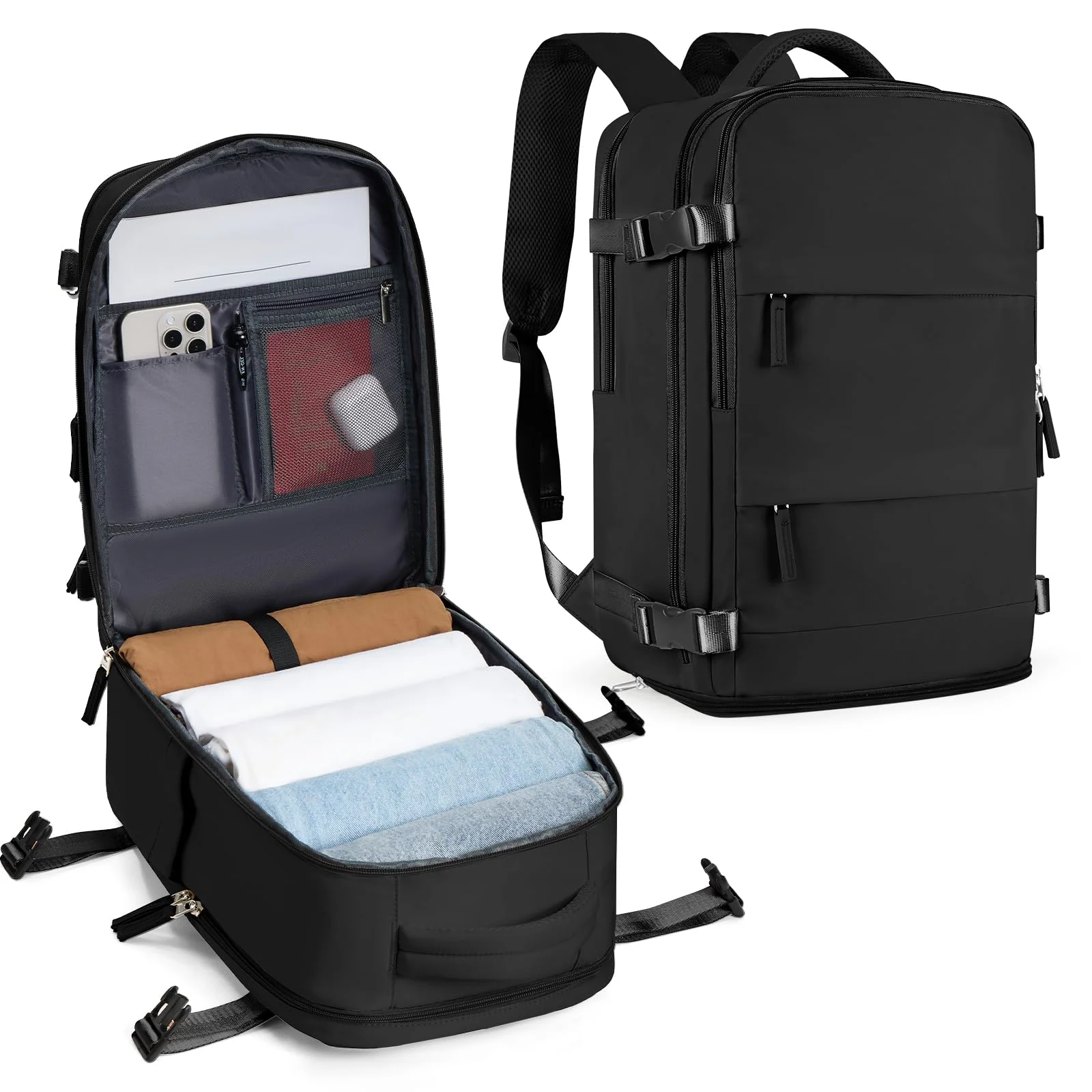 SZLX Rucksack 40x30x20 Wizz air Handgepäck Rucksack für Ryanair Vakuum Reiserucksack Flugzeug Easyjet Handgepäck Laptop Rucksack 14 Zoll mit Schuhfach für Herren Damen