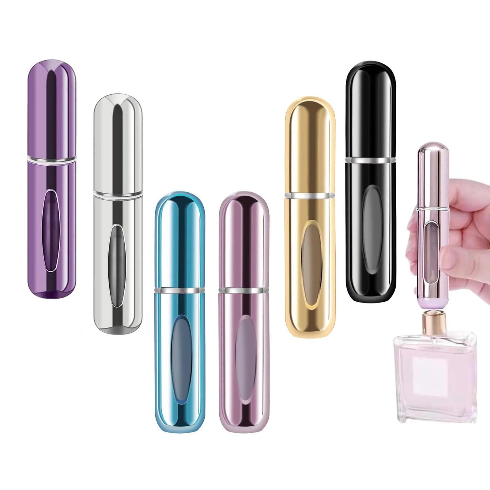 ZenithFast 6 Stück 5ml Parfümzerstäuber Nachfüllbarer Taschenvernebler, Portable Mini Parfüm Sprühflasche mit Sichtfenster, Leckfest für Reise Unterwegs Business