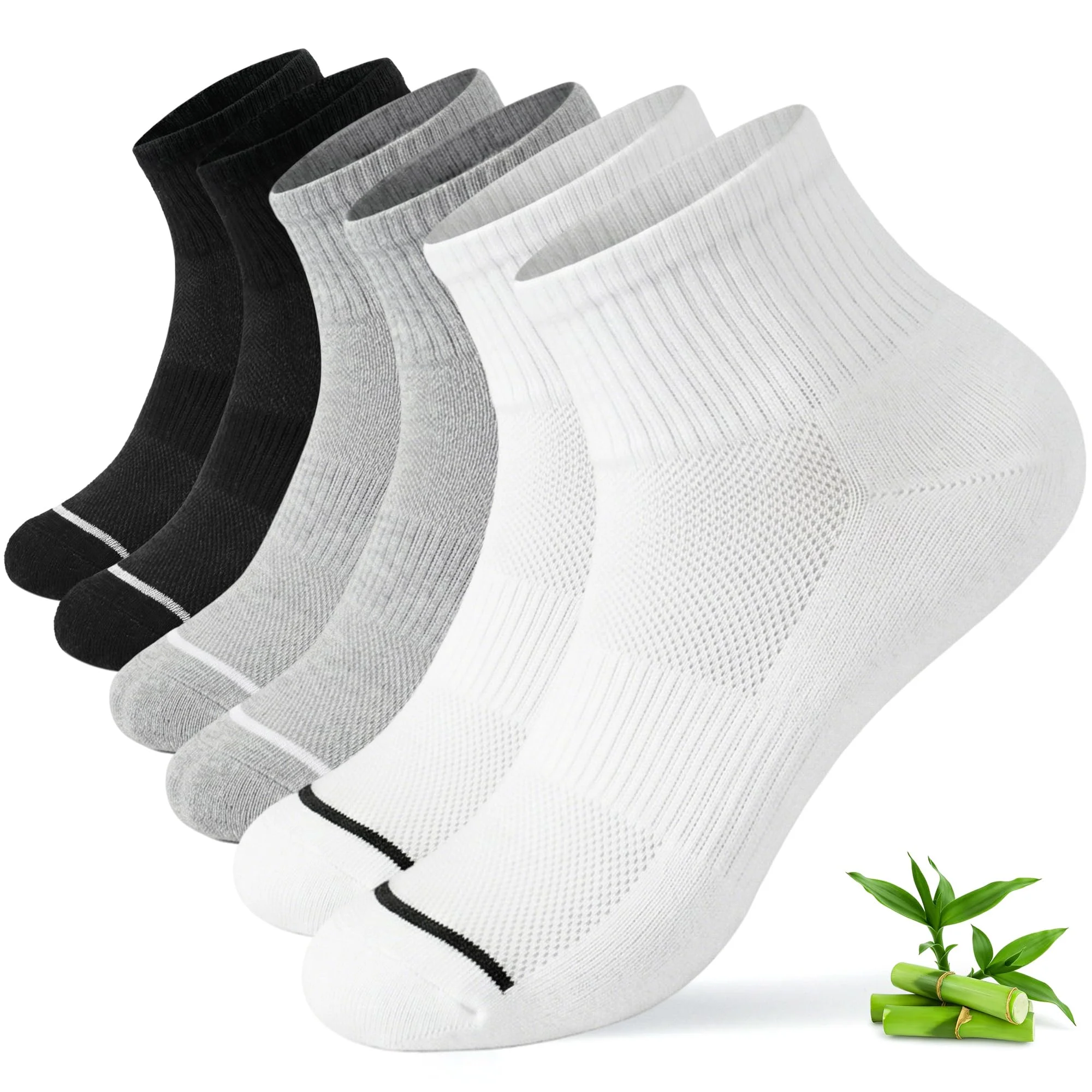 Quoboquo Socken Herren Bambus Sneaker Socken 6 Pairs 39-42 43-46 | Weicher Bambus-Mix gegen Schweiß, ideal als Arbeitssocken oder Business Sneaker Socken. Bequem für Freizeit und Alltag.