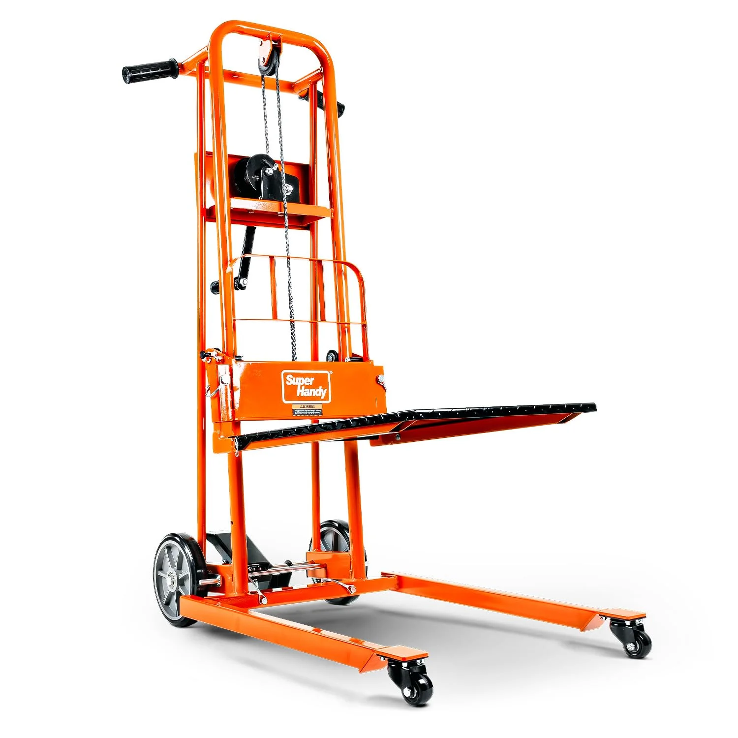 SuperHandy Material Hebewinde Stapler, Palettenwagen, Hubtisch, Gabelheber, 150 kg, 100cm maximale Hubkraft mit 20cm Rädern, Lenkrollen [zum Patent angemeldet]