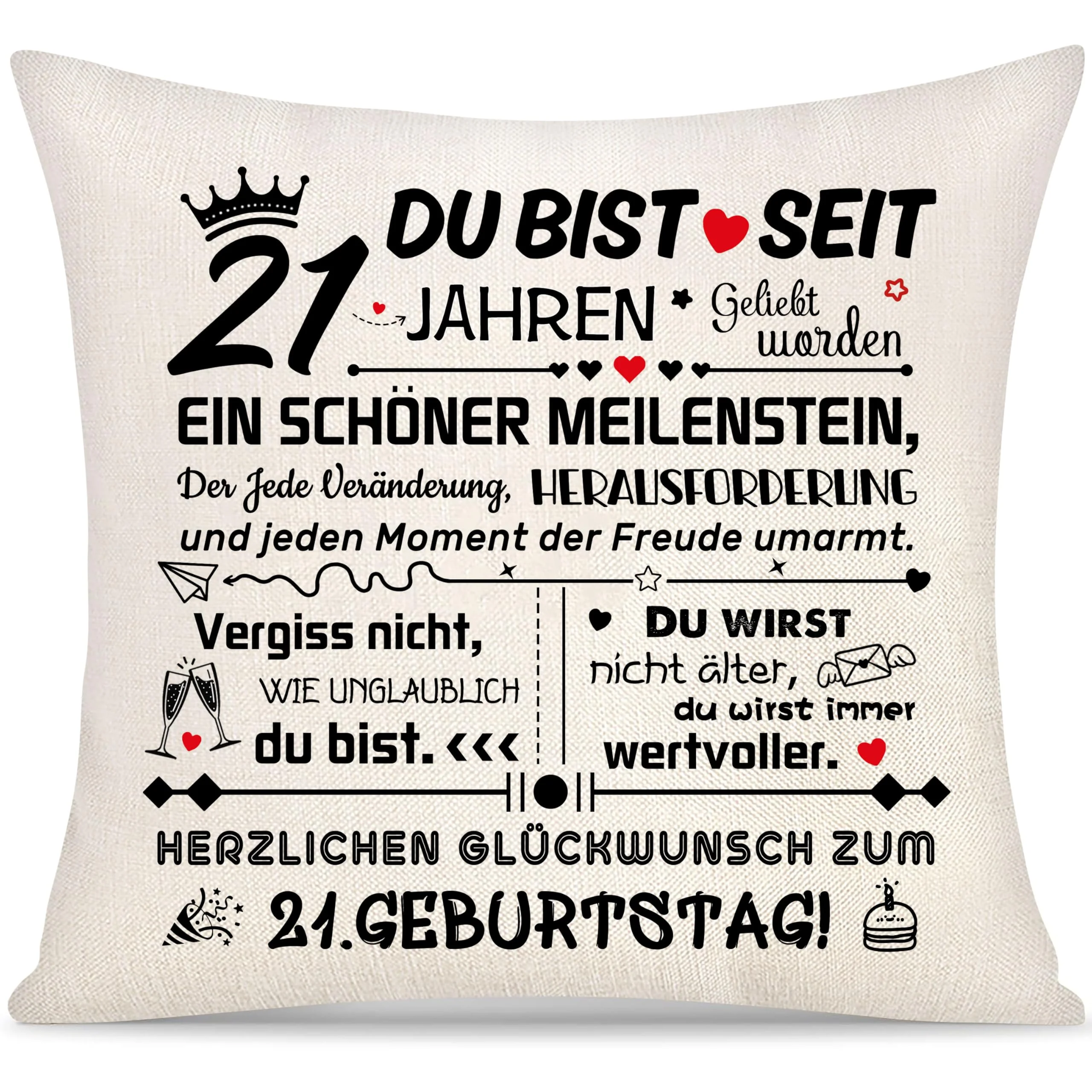 21 Jahre Geburtstag Kissenbezug Geschenk für Frauen Männer Mädchen Jungen Inspirierend Geschenke zum 21. Geburtstag Kissenbezüge für Tochter Sohn Enkelin Nichte Schwester Freund von Mama Papa Oma (21)