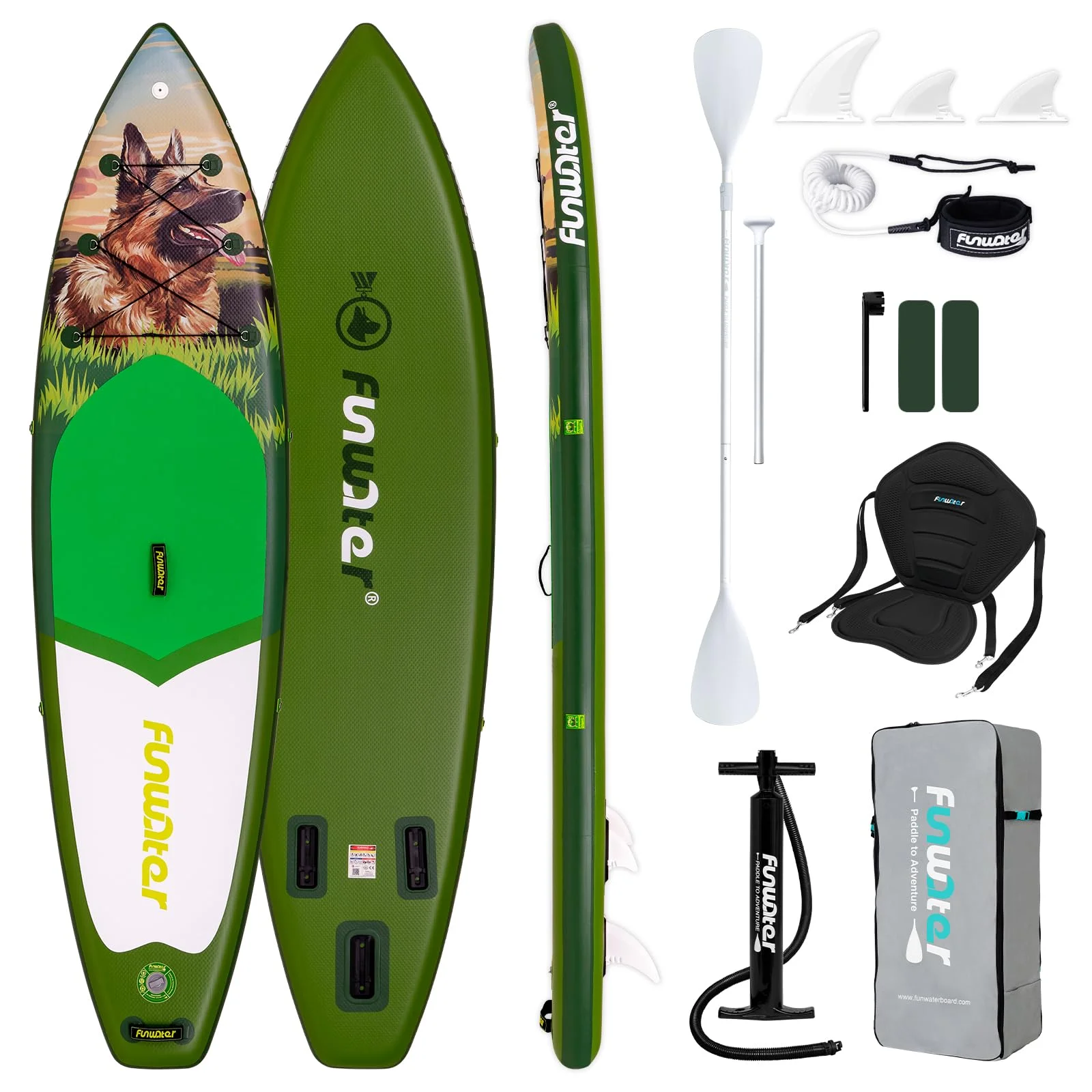 FunWater 10' &11' Stand Up Paddle Board Sup Board, Aufblasbares Stand Up Paddle Board für Erwachsene, Alle Fähigkeiten mit Aller Zubehör