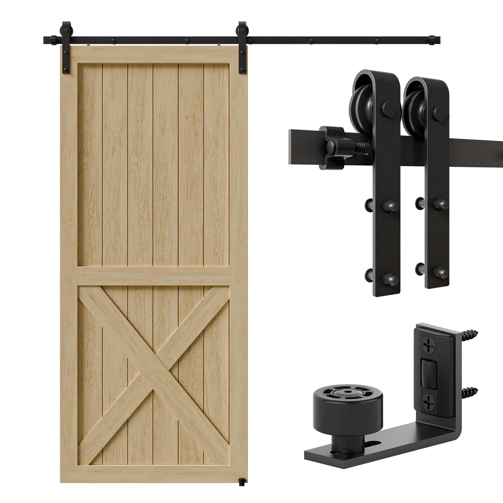 TSMST 173cm Schiebetürsystem Komplett Set für Schiebetüren Passend für eine einzelne Holztür, J-Form