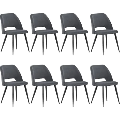WAFTING Esszimmerstühle 8er Set, Kordsamt Stuhl Mit Dickem Cord-Schwamm Gepolsterter, Esstischstühle mit Separaten Metallbeinen, für Esszimmer, Wohnzimmer, Schlafzimmer und Empfang, Braun