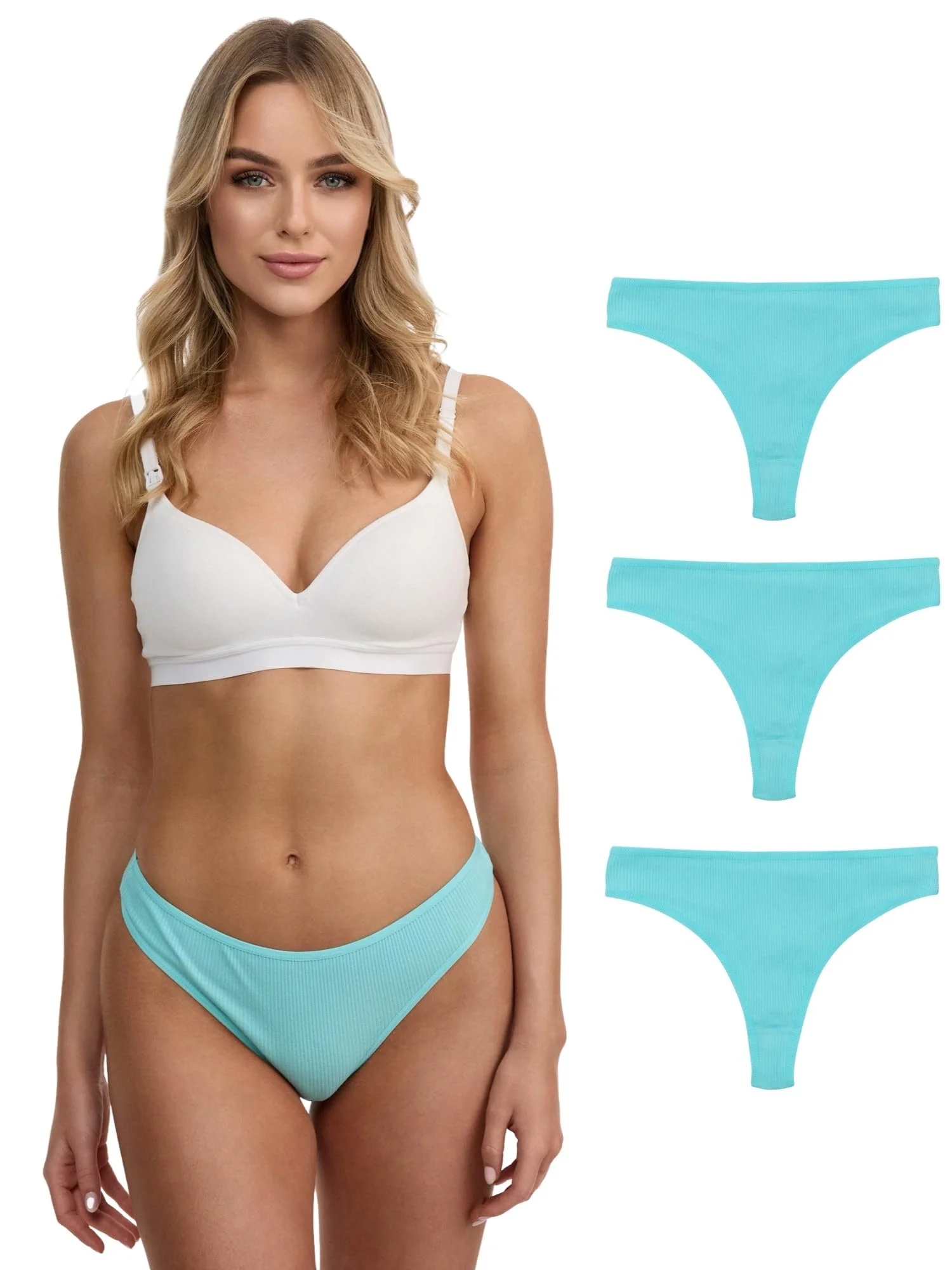 Tazzio Damen String (3er-Pack) Tanga, RIPP-Struktur, Etikettfrei F933
