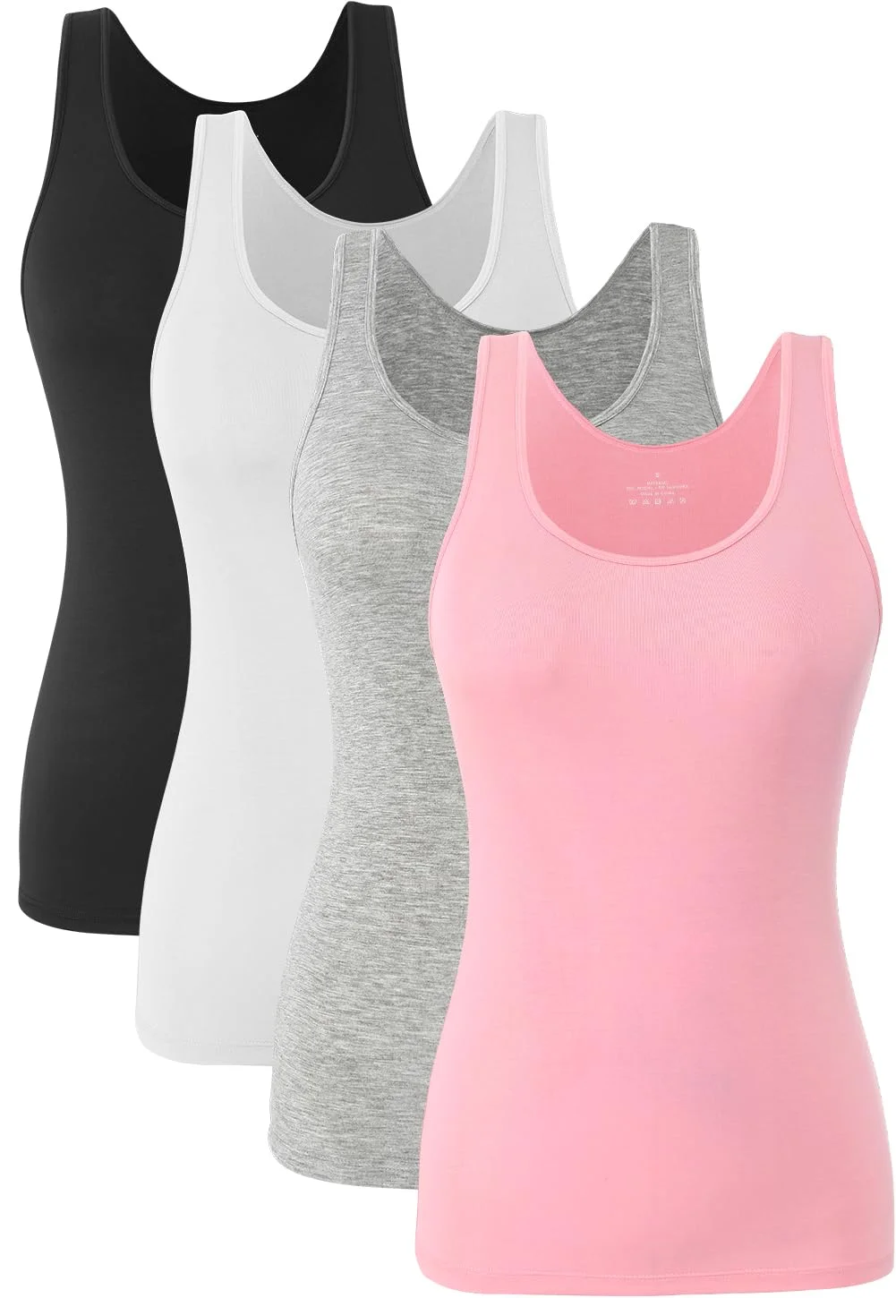 Knuffnee Damen Stretch Unterhemd Basic Tank Tops Workout Unterhemden Tops 4er Pack