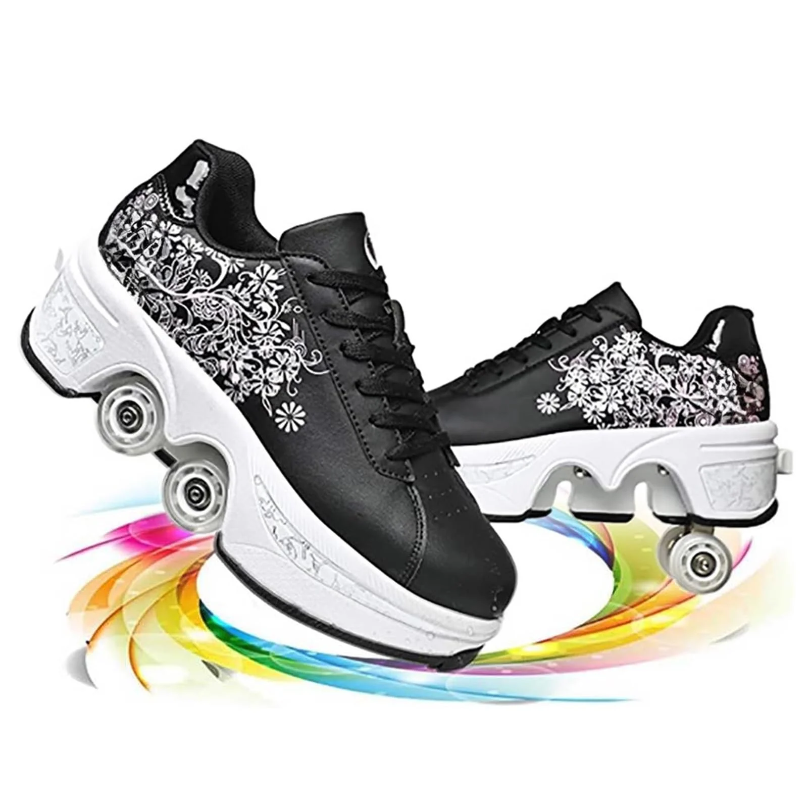 Rollschuhe für Mädchen, Sneaker, Roller, Skateboardschuhe, Sneaker, mit Rollen, Sport, Gymnastik, Mode, Mehrzweck, Kick Roller Shoe für Jungen und Mädchen