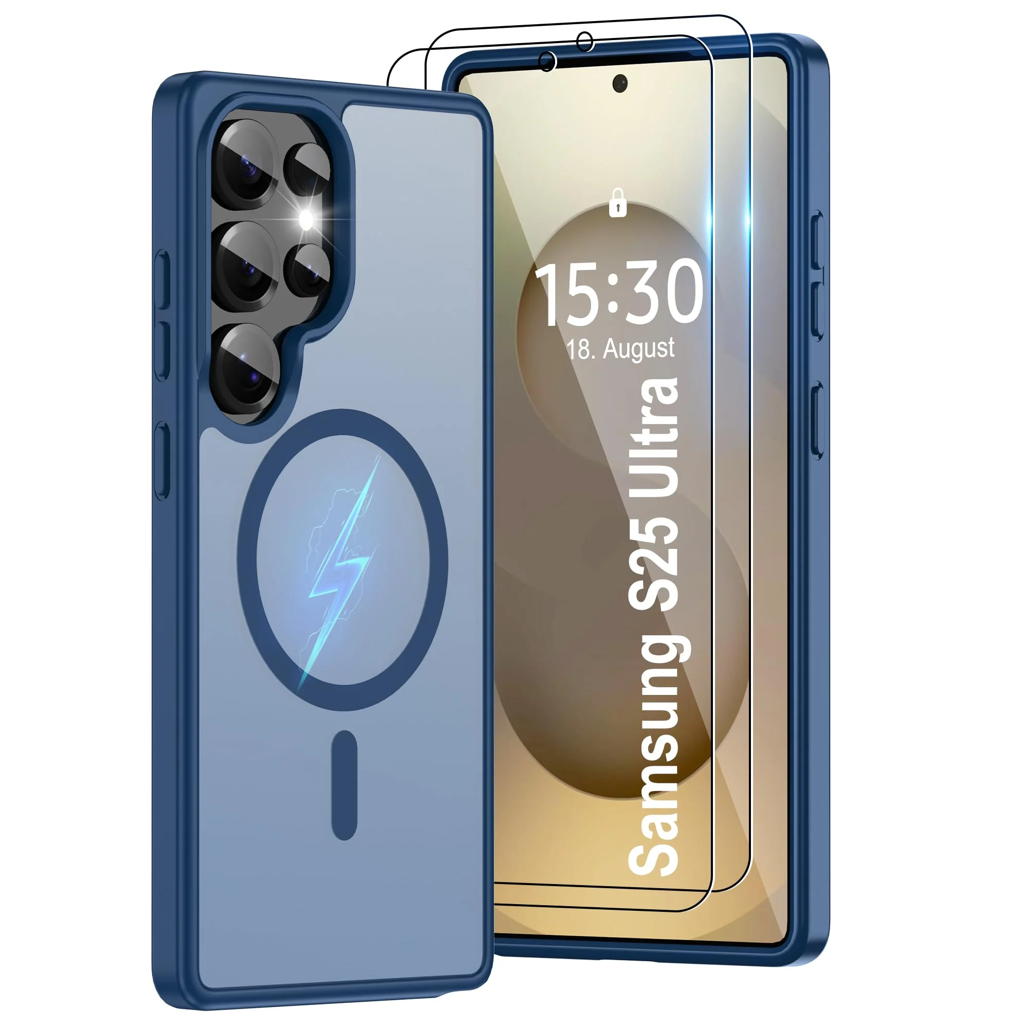 Super Magnetisch Hülle für Samsung Galaxy S25 Ultra : Kompatibel mit MagSafe Militärschutz Extrem Langlebig Matt Transluzent Kratzfest Anti Fingerabdruck Handyhülle Case Cover für S25 Ultra Blau
