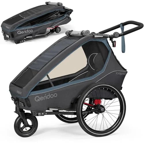 Qeridoo Kidgoo | Kinderfahrradanhänger | Jogger Kinderwagen I Fahrrad Anhänger Kinder mit FIDLOCK Trinkflasche | Fahrradanhänger |