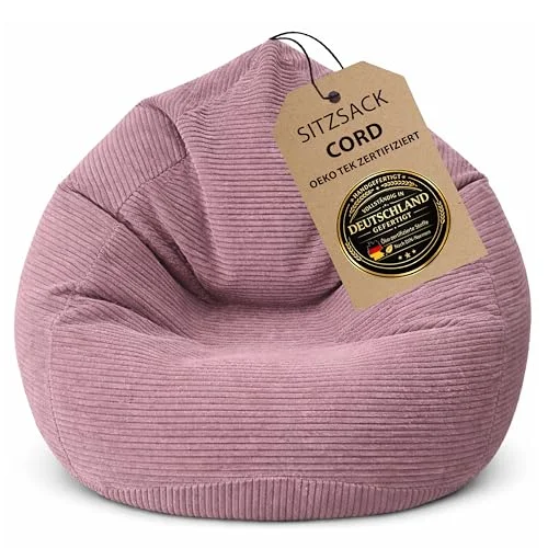 BuBiBag Premium Sitzsack Cord XXL – Fertig befüllt & Oeko-Tex Zertifiziert – Kratzfester Breitcord Gaming Sessel – Robuster Bean Bag für Kinder & Erwachsene – Pflegeleicht
