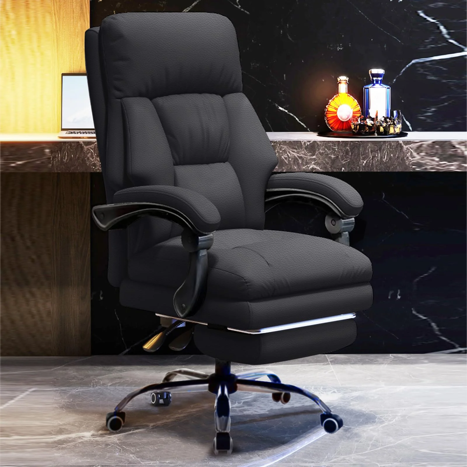 HDHNBA Bürostuhl mit Beinstütze Chefsessel mit Rollen Computer-Gaming-Stühle mit hoher Rückenlehne Verstellbarer, ergonomischer Arbeitsstuhl mit Neigungsfunktion für das Homeoffice