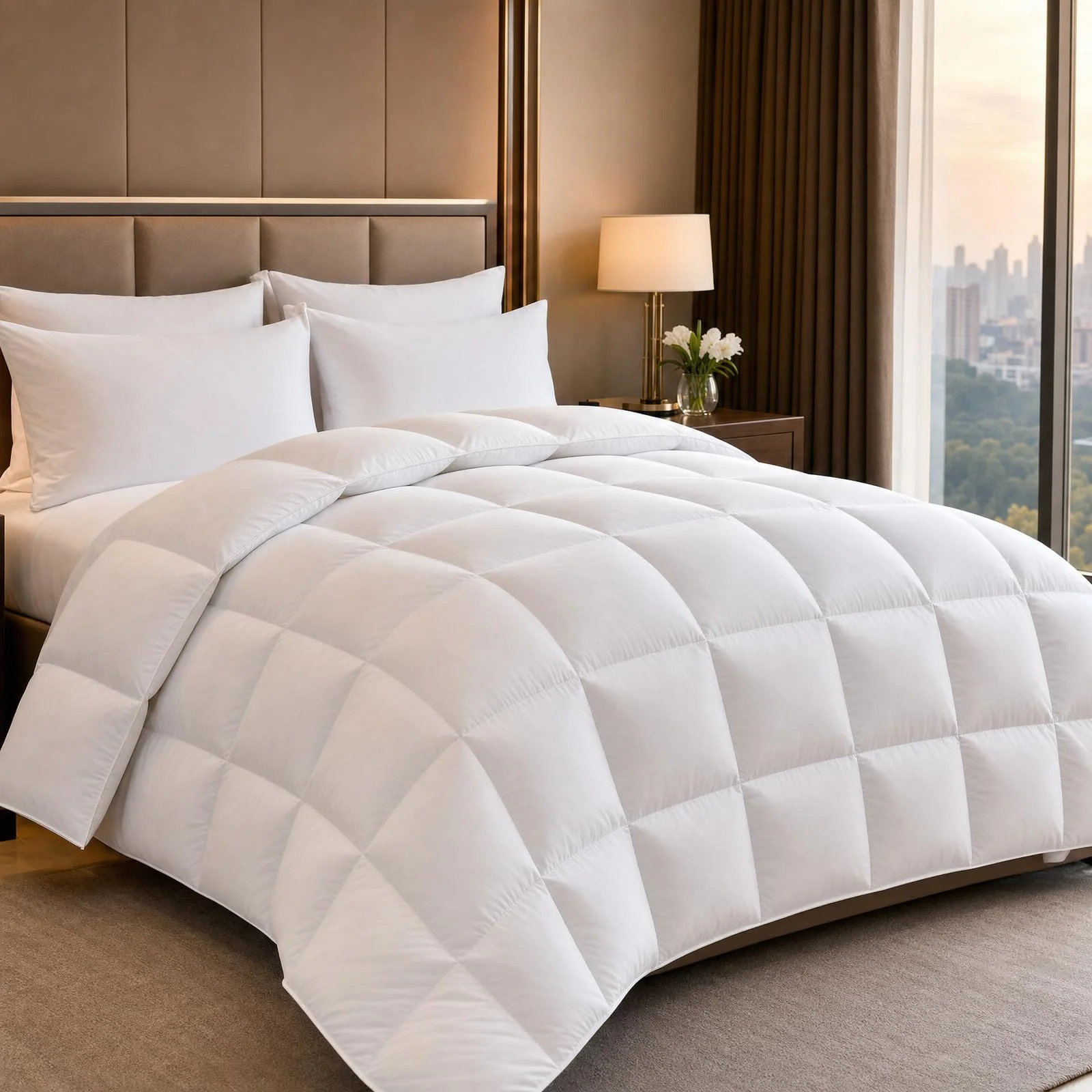 Daunendecke 200x200 Ganzjahres Bettdecke, Daunen, 100% Baumwolle Bezug, atmungsaktiv, Oeko-TEX Standard 100 Zertifiziert, leichte warme Bettdecke für Winter & Sommer, ideal für Allergiker