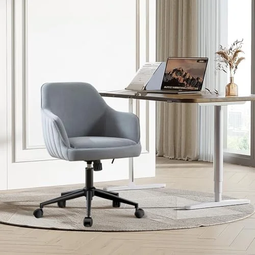 BERYTH Bürostuhl Homeoffice Samt Schminktischstuhl bis 136 kg Belastbar Ergonomischer Höhenverstellbar Drehstuhl 360° Drehbarer Schreibtischstuhl Leisen Rollen Studierzimmer Schlafzimmer Heimbüro