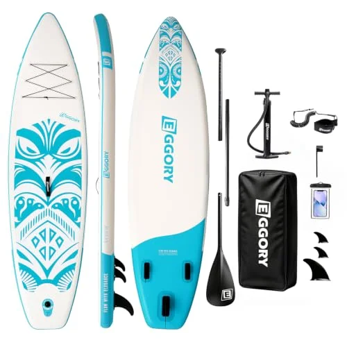 Aufblasbares Paddle-Brett, Extra Breites Stand-Up-Paddle-Brett, SUP-Brett mit Abnehmbarer Finne, Schwimmendes Paddel, Handpumpe, Reise-Brett