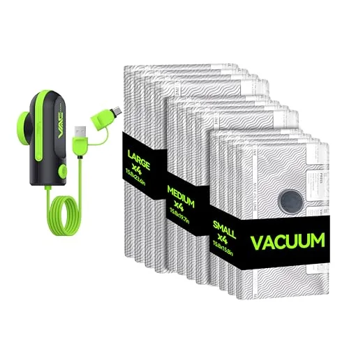 VACKFOX vakuum koffer mit pumpe mit USB- und Type-C-Pumpe,für Reise- und Haushaltskleidung sowie Decken