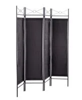 4tlg. Paravent Raumteiler, ca. 180 x 163 cm - Schwarz